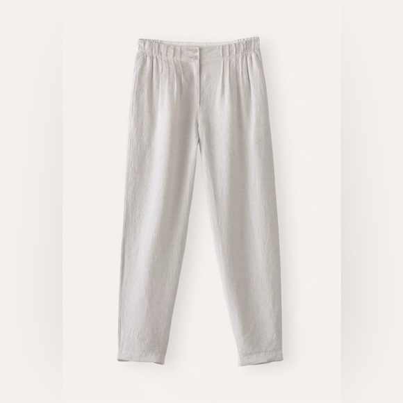 POETRY Tapered Trousers High-twist linen Ice Grey Women’s Size 14 100% Linen - Picture 2 of 10